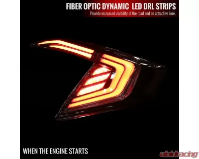 Spec-D LED Taillights w/ Sequential Turn Signal Lights (Glossy Black Housing/Smoked Lens) Honda Civic 2016-2021 - LT-CV164GLED-SQ1-RS