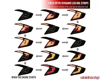 Spec-D LED Taillights w/ Sequential Turn Signal Lights (Glossy Black Housing/Smoked Lens) Honda Civic 2016-2021 - LT-CV164GLED-SQ1-RS