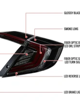 Spec-D LED Taillights w/ Sequential Turn Signal Lights (Glossy Black Housing/Smoked Lens) Honda Civic 2016-2021                                     - LT-CV164GLED-SQ1-RS - Image 10