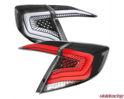 Spec-D LED Taillights w/ Sequential Signal Lamps (Matte Black Housing/Clear Lens) Honda Civic 2016-2021 - LT-CV164JMLED-SQ2-RS