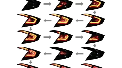 Spec-D LED Taillights w/ Sequential Signal Lamps (Matte Black Housing/Clear Lens) Honda Civic 2016-2021                                     - LT-CV164JMLED-SQ2-RS - Image 2