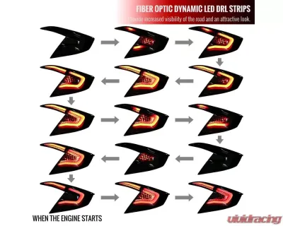 Spec-D LED Taillights w/ Sequential Signal Lamps (Matte Black Housing/Clear Lens) Honda Civic 2016-2021 - LT-CV164JMLED-SQ2-RS