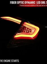 Spec-D LED Taillights w/ Sequential Signal Lamps (Matte Black Housing/Clear Lens) Honda Civic 2016-2021                                     - LT-CV164JMLED-SQ2-RS - Image 3