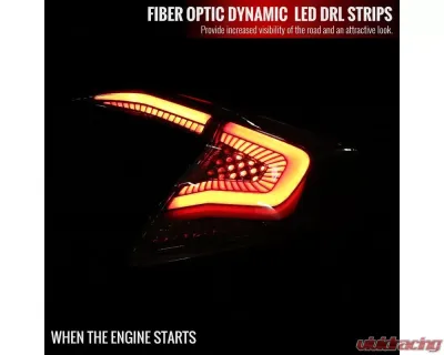 Spec-D LED Taillights w/ Sequential Signal Lamps (Matte Black Housing/Clear Lens) Honda Civic 2016-2021 - LT-CV164JMLED-SQ2-RS