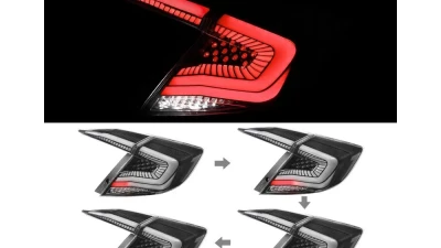 Spec-D LED Taillights w/ Sequential Signal Lamps (Matte Black Housing/Clear Lens) Honda Civic 2016-2021                                     - LT-CV164JMLED-SQ2-RS - Image 4