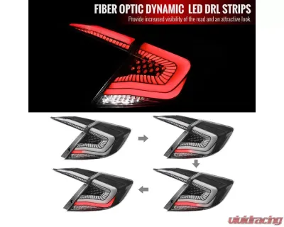 Spec-D LED Taillights w/ Sequential Signal Lamps (Matte Black Housing/Clear Lens) Honda Civic 2016-2021 - LT-CV164JMLED-SQ2-RS