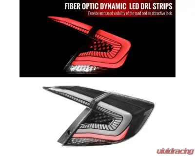 Spec-D LED Taillights w/ Sequential Signal Lamps (Matte Black Housing/Clear Lens) Honda Civic 2016-2021 - LT-CV164JMLED-SQ2-RS