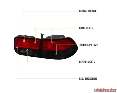 Spec-D Taillights (Chrome Housing/Red Smoke Lens) Honda Civic Coupe 1996-2000 - LT-CV962RG-RS