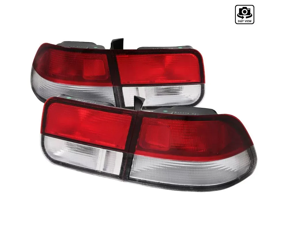 Spec-D Taillights (Chrome Housing/Red Clear Lens) Honda Civic Coupe 1996-2000 - LT-CV962RPW-RS