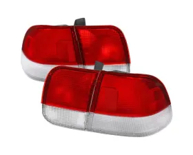 Spec-D Taillights w/ Bulbs (Chrome Housing/Red Clear Lens) Honda Civic Sedan 1996-1998