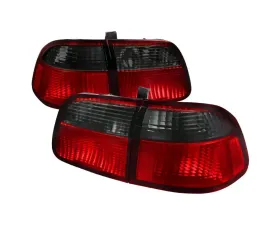 Spec-D Taillights (Chrome Housing/Red Smoke Lens) Honda Civic Sedan 1996-2000