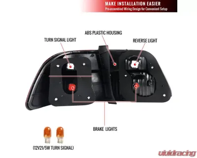 Spec-D Taillights (Chrome Housing/Red Clear Lens) Honda Civic 1999-2000 - LT-CV994RPW-RS