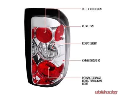Spec-D Taillights (Chrome Housing/Clear Lens) Dodge Dakota 1997-2004 - LT-DAK97-TM