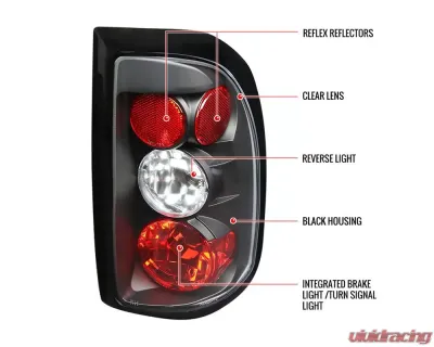 Spec-D Taillights (Matte Black Housing/Clear Lens) Dodge Dakota 1997-2004 - LT-DAK97JM-TM