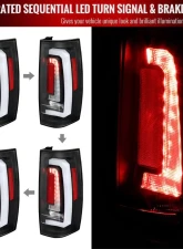 Spec-D LED Sequential Turn Signal Taillights (Matte Black Housing/Clear Lens) Chevrolet Tahoe | Suburban | GMC Yukon 2007-2014                                     - LT-DEN07JMLED-SQ-RS - Image 2