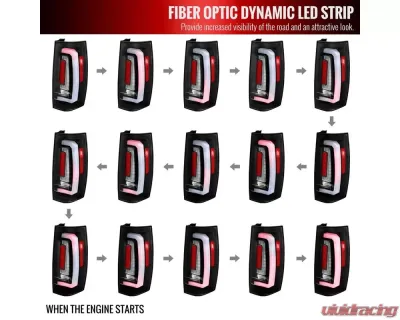 Spec-D LED Sequential Turn Signal Taillights (Matte Black Housing/Clear Lens) Chevrolet Tahoe | Suburban | GMC Yukon 2007-2014 - LT-DEN07JMLED-SQ-RS