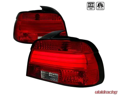Spec-D LED Taillights (Chrome Housing/Red Clear Lens) BMW E39 5-Series 2001-2003 - LT-E3901RLED-TM
