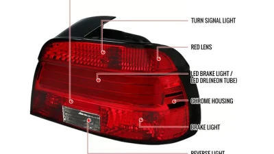 Spec-D LED Taillights (Chrome Housing/Red Clear Lens) BMW E39 5-Series 2001-2003                                     - LT-E3901RLED-TM - Image 9