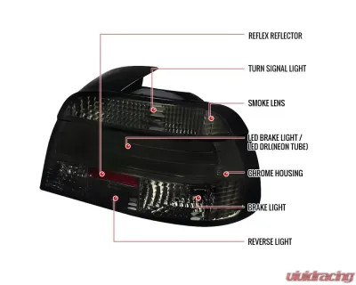 Spec-D LED Taillights (Chrome Housing/Smoke Lens) BMW E39 5-Series Sedan 1997-2000 - LT-E3997GLED-TM