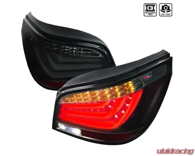 Spec-D LED Taillights (Glossy Black Housing/Smoke Lens) BMW E60 5-Series Sedan 2004-2007 - LT-E6004BBLED-TM