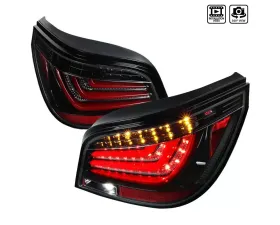 Spec-D LED Taillights (Jet Black Housing/Clear Lens) BMW E60 5-Series Sedan 2004-2007