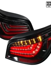 Spec-D LED Taillights (Jet Black Housing/Clear Lens) BMW E60 5-Series Sedan 2004-2007                                     - LT-E6004BKLED-TM - Image 10