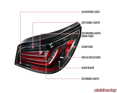 Spec-D LED Taillights (Jet Black Housing/Clear Lens) BMW E60 5-Series Sedan 2004-2007 - LT-E6004BKLED-TM