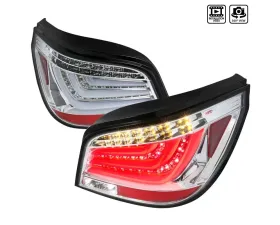 Spec-D LED Taillights (Chrome Housing/Clear Lens) BMW E60 5-Series Sedan 2004-2007
