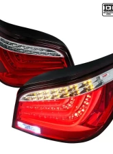 Spec-D LED Taillights (Chrome Housing/Red Clear Lens) BMW E60 5-Series Sedan 2004-2007                                     - LT-E6004RLED-TM - Image 10