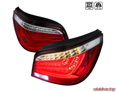 Spec-D LED Taillights (Chrome Housing/Red Clear Lens) BMW E60 5-Series Sedan 2004-2007 - LT-E6004RLED-TM