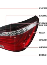 Spec-D LED Taillights (Chrome Housing/Red Clear Lens) BMW E60 5-Series Sedan 2004-2007                                     - LT-E6004RLED-TM - Image 9