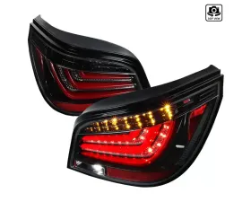 Spec-D LED Taillights (Jet Black Housing/Clear Lens) BMW E60 5-Series Sedan 2008-2010