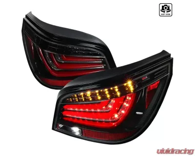 Spec-D LED Taillights (Jet Black Housing/Clear Lens) BMW E60 5-Series Sedan 2008-2010 - LT-E6008BKLED-TM