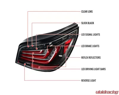 Spec-D LED Taillights (Jet Black Housing/Clear Lens) BMW E60 5-Series Sedan 2008-2010 - LT-E6008BKLED-TM