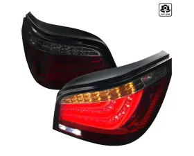 Spec-D LED Taillights (Chrome Housing/Red Smoke Lens) BMW E60 5-Series Sedan 2008-2010