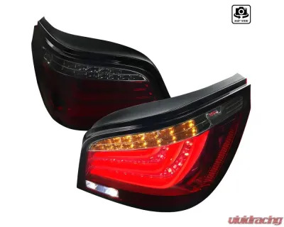 Spec-D LED Taillights (Chrome Housing/Red Smoke Lens) BMW E60 5-Series Sedan 2008-2010 - LT-E6008RGLED-TM