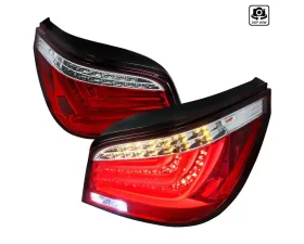 Spec-D LED Taillights (Chrome Housing/Red Lens) BMW E60 5-Series Sedan 2008-2010