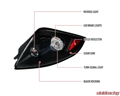Spec-D LED Taillights (Matte Black Housing/Clear Lens) Mitsubishi Eclipse 2006-2011 - LT-ELP06JMLED-TM