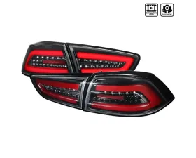 Spec-D LED Taillights (Jet Black Housing/Clear Lens) Mitsubishi Lancer | Evo X 2008-2017