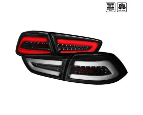 Spec-D LED Taillights (Matte Black Housing/Clear Lens) Mitsubishi Lancer | Evo X 2008-2017