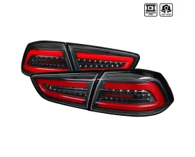 Spec-D Red Bars LED Taillights (Black Housing/Clear Lens) Mitsubishi Lancer | Evo X 2008-2017