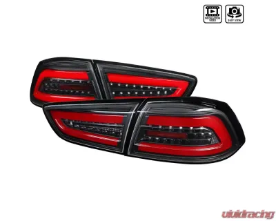 Spec-D Red Bars LED Taillights (Black Housing/Clear Lens) Mitsubishi Lancer | Evo X 2008-2017 - LT-EVO08JRLED-TM