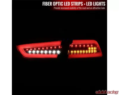 Spec-D Red Bars LED Taillights (Black Housing/Clear Lens) Mitsubishi Lancer | Evo X 2008-2017 - LT-EVO08JRLED-TM