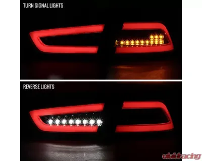 Spec-D Red Bars LED Taillights (Black Housing/Clear Lens) Mitsubishi Lancer | Evo X 2008-2017 - LT-EVO08JRLED-TM