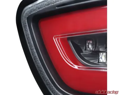 Spec-D Red Bars LED Taillights (Black Housing/Clear Lens) Mitsubishi Lancer | Evo X 2008-2017 - LT-EVO08JRLED-TM