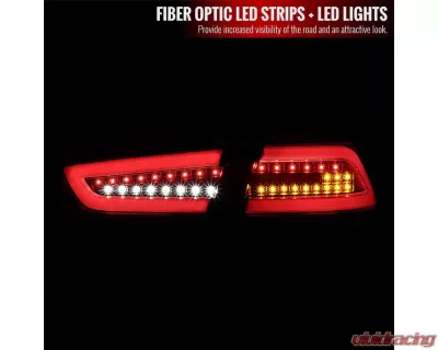 Spec-D Red Bar LED Taillights (Black Housing/Red Lens) Mitsubishi Lancer | Evolution 2008-2017 - LT-EVO08RLED-TM