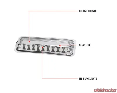 Spec-D LED 3rd Brake Light (Chrome Housing/Clear Lens) Ford F-150 2004-2008 - LT-F15004RBCLED-RS