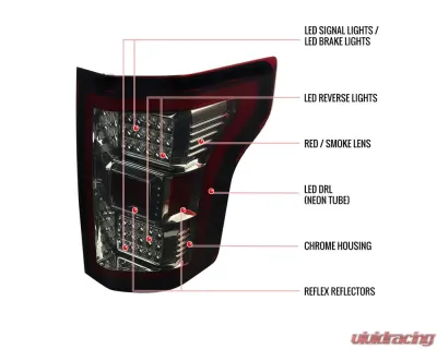 Spec-D LED Taillights (Chrome Housing/Red Smoked Lens) Ford F-150 2018-2020 - LT-F15018RGLED-TM