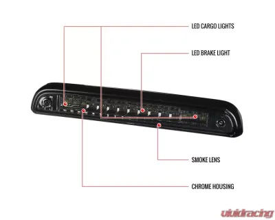 Spec-D LED 3rd Brake Light (Chrome Housing/Smoke Lens) Ford F-Series | Bronco 1992-1996 - LT-F15092RBGLED-RS