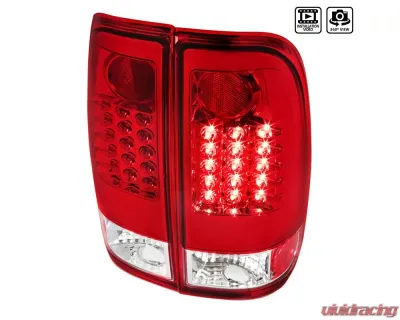 Spec-D LED Taillights (Chrome Housing/Red Clear Lens)  Ford F-Series 1997-2007 - LT-F15097RLED-TM